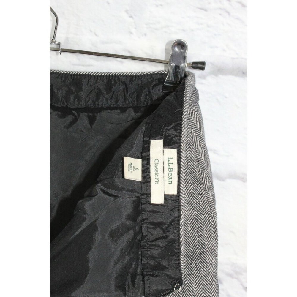 LL Bean Gray 100% Cotton Back Zip Classic Fit Skirt Size 6 - Picture 8 of 9